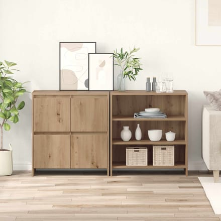 vidaXL - Dressoir - 2 - st - Artisan - Eiken - 70 - x - 41 - x - 75 - cm - Bewerkt - hout