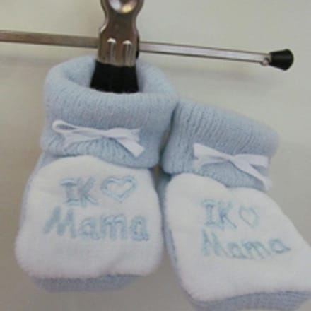 King Bear slofjes I love mama blauw met wit