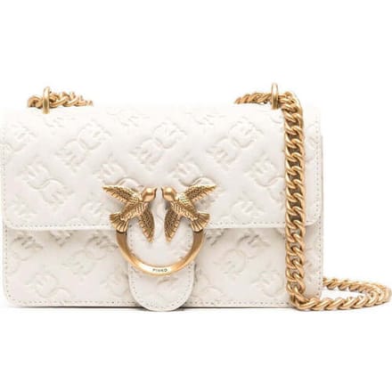 PINKO Love One Schoudertas Leer 21 cm - Dames - bianco seta-antique gold