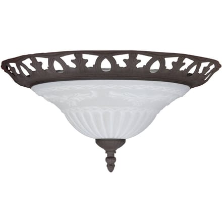 TRIO RUSTICA - Plafonniere - Roestbruin - Albast glas - Metaal - D 38cm - 2x E27 lamphouder