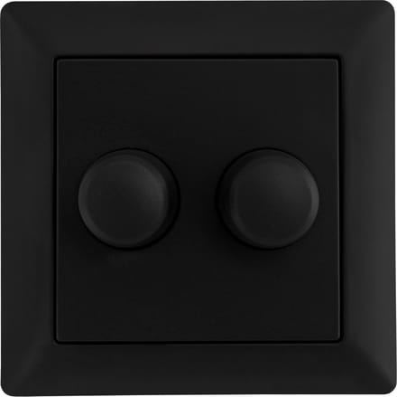Ledvion - LED Duo Dimmer Afdekplaat Zwart - Incl.Knop