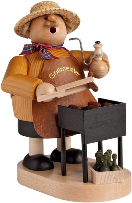 Rookfiguur Grillmeester Hout Handgemaakt Decoratie Ertsgebergte