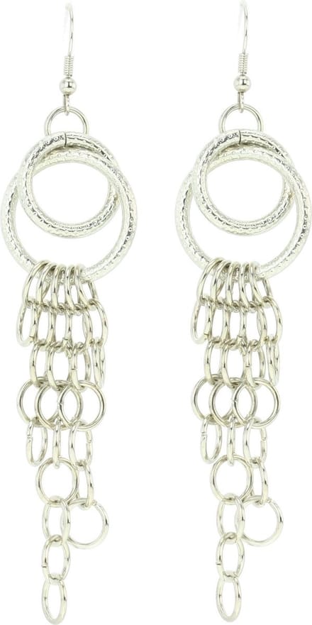 Behave - Oorhangers dames - Statement party look - Zilverkleur met ringen