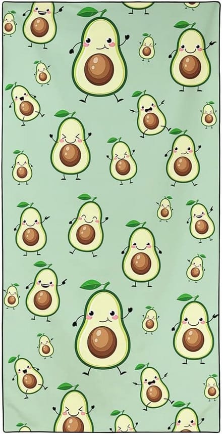 Omgoods - Sneldrogende Lichtgewicht Strandhanddoek, 90 x 180 cm met Avocado Print