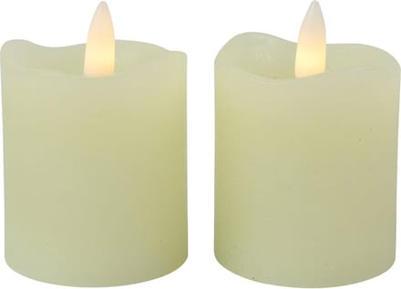 Countryfield LED kaarsen/stompkaarsen - 2x st - creme wit - D5 x H7,2 cm - timer - warm creme wit