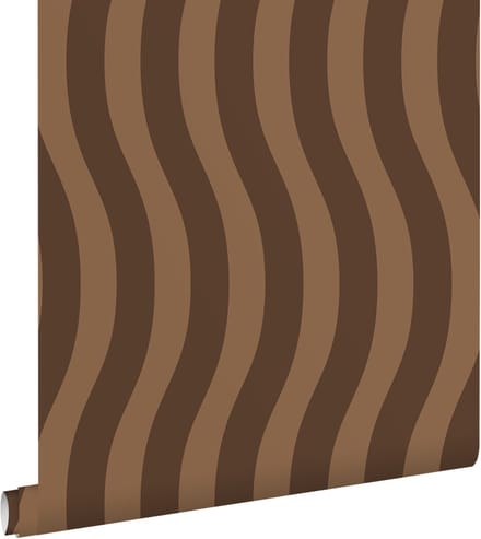 ESTAhome behang golvende strepen bruin - 50 x 900 cm - 132133