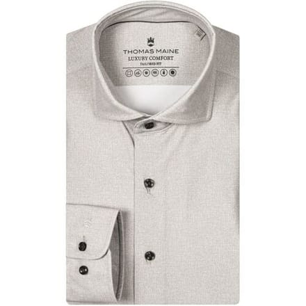 Thomas Maine Overhemd Roma Modern Kent Hyper Stretch Two-Tone Luxury Comfort Soft Grey / male