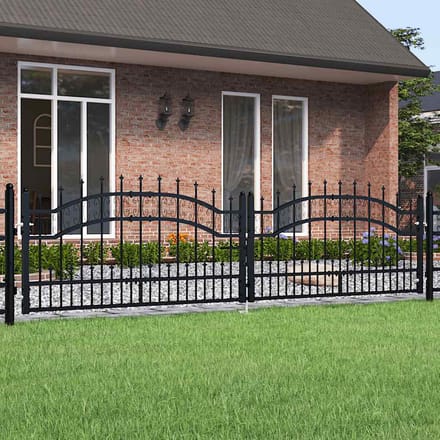 Portail de jardin KAMPEN avec Pointe de Lance Noir 302 x 78 cm Acier