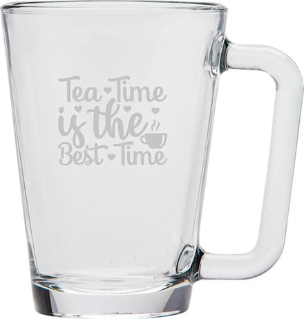 Gegraveerde Theeglas 26cl Tea time is the best time