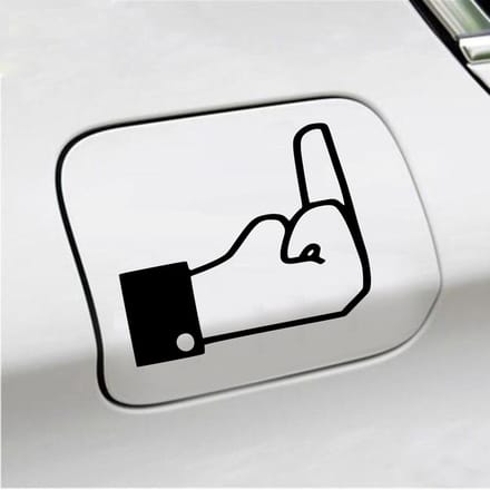 Bumpersticker - FB Middelvinger - 10 X 13 - Zwart