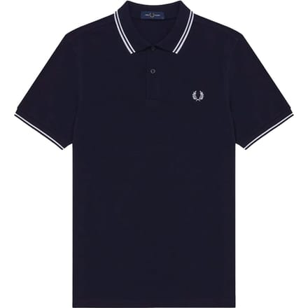 Fred Perry Heren Twin Tipped Poloshirt in Marineblauw/Wit/Wit