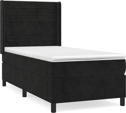 vidaXL - Boxspring - met - matras - fluweel - zwart - 80x200 - cm