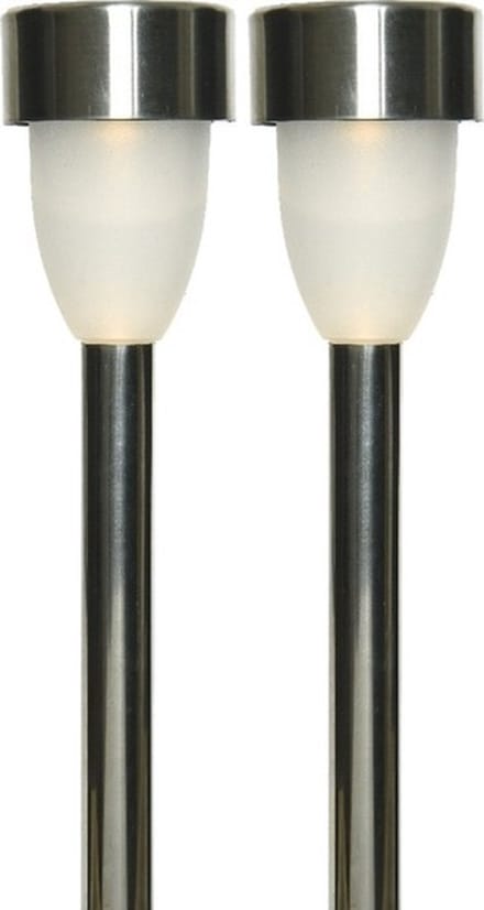 Tuinlamp LED solar - 2x - warm wit - RVS/kunststof - 26 cm - type Nova