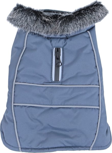 Boony - Hondenjas Waterdicht met bontkraag - Kleur: grijs - Ruglengte: 30 cm