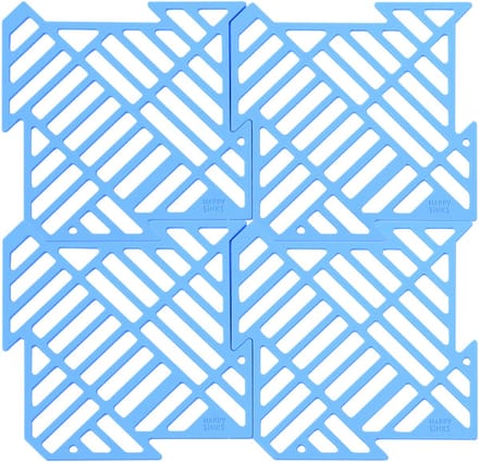 Happy SiNKS Gootsteenmat Siliconen - Afdruipmat - Set van 4 - Blauw