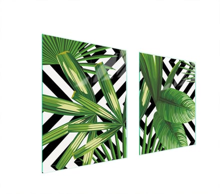 TMK ArtDeko - Beschermplaat kookplaat - Glas - 85x52 cm - Bladeren