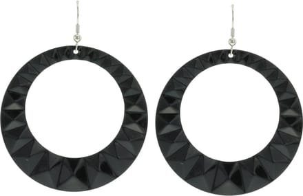 Behave - Oorhangers Dames - Grote Rond Oorbellen - Zwarte - Diameter 6 cm