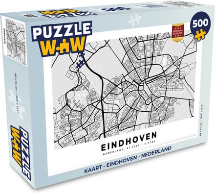 Puzzel Kaart - Eindhoven - Nederland - Legpuzzel - Puzzel 500 stukjes