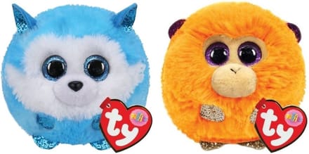 Ty - Knuffel - Teeny Puffies - Prince Husky & Coconut Monkey