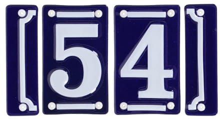 Best for Boots huisnummer 54 met sierrand - Oudhollands - emaille - blauw/wit