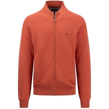 Fynch-Hatton Vest Cardigan Zip Fine Structure Cotton Orient Red / male
