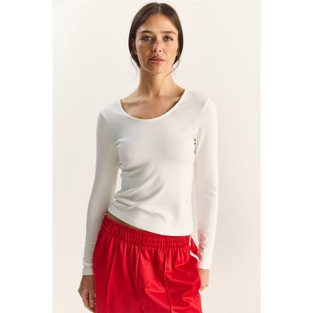 Slim Fit U-Hals Gebreide Blouse