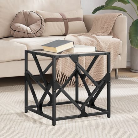 vidaXL - Salontafel - met - transparant - glazen - blad - 40x40x41 - cm - staal