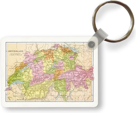 Sleutelhanger - Gedetailleerde kaart van Zwitserland - Uitdeelcadeautjes - Plastic