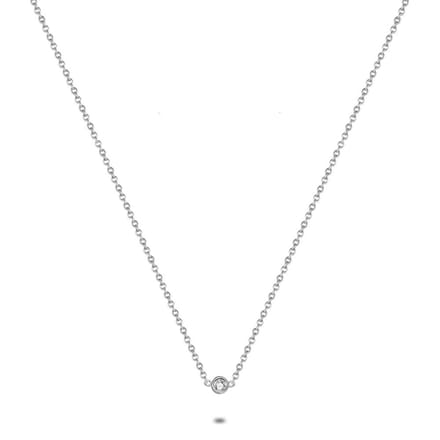 Twice As Nice Halsketting in edelstaal, 1 kristal, 4 mm 40cm+5cm