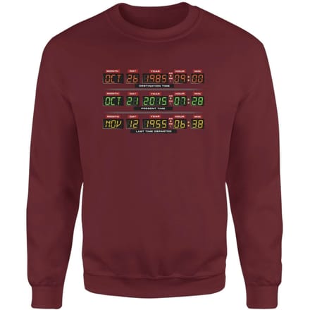 Back To The Future Destination Clock Sweatshirt - Burgundy - XS