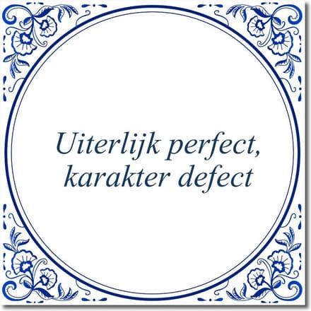 Tegeltje met standaard - Uiterlijk perfect, karakter defect