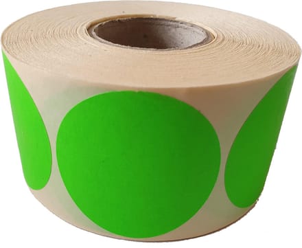 Blanco etiketten op rol - 50 mm rond - groen radiant