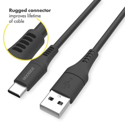 Accezz Kabel - USB C naar USB A Kabel - 2 meter - USB C Oplader Kabel - Zwart