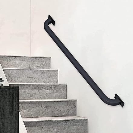 Trapleuning Set - Handgreep Smeedijzer - Veiligheid Binnen Buiten - Compleet Monteerbaar - 80cm Lengte - Zwart