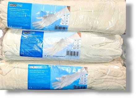 Katoenen handschoenen - 35cm - maat M - 12 paar - crème wit - extra lang