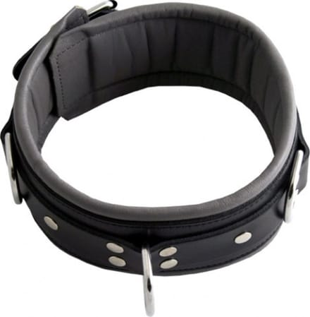 Leren Slavenhalsband Zwart/Grijs - 7.50cm