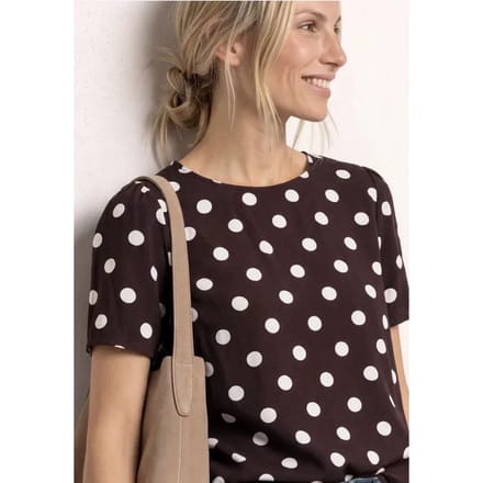 Blouseshirt met korte mouwen en ronde hals
