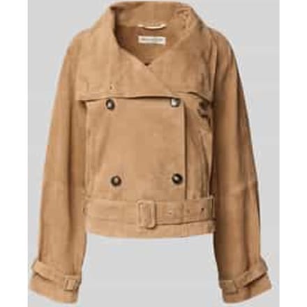 relaxed fit leren jack trenchcoatlook