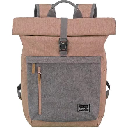 Travelite Basics Rollup Backpack 35 liter - Roze/Grijs – Rolltop rugzak – Van polyester – Laptop rugzakken, laptoptassen en rugtassen