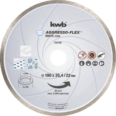 kwb 725750 Diamanten doorslijpschijf Diameter 180 mm Boordiameter 25.4 mm 1 stuk(s)