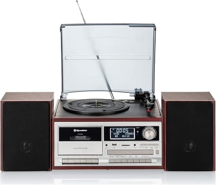 Multifunctionele Vintage Stereo Installatie met Platenspeler, Bluetooth, DAB+ en CD-speler