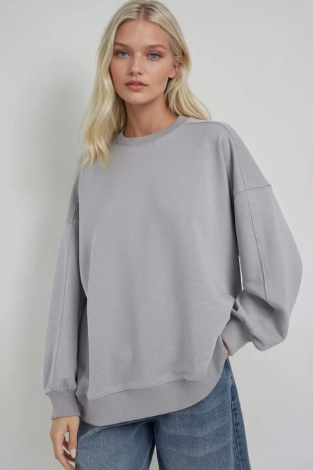 Ontspannen Pasvorm Crew Neck Gebreid Sweatshirt