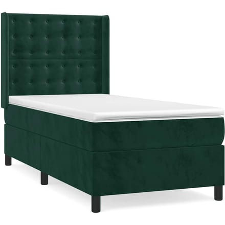 vidaXL - Boxspring - met - matras - fluweel - donkergroen - 100x200 - cm