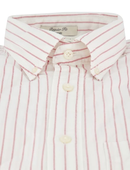 Gant overhemd wit Regular Fit roze gestreept