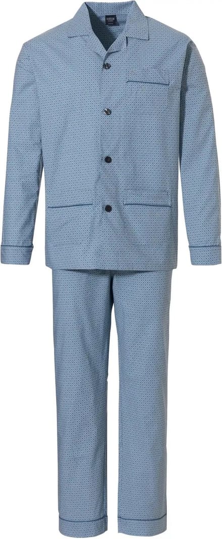Robson Heren pyjama katoen knoopsluiting - 507 - 68 - Blauw