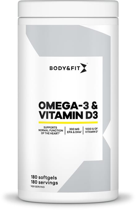 Body & Fit Omega-3 & Vitamine D3 - Visolie Capsules - Vitamine D3 1000 IU - 180 stuks