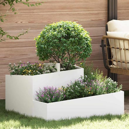 vidaXL - Plantenbak - Wit - 80 - x - 80 - x - 50 - cm - Koudgewalst - staal