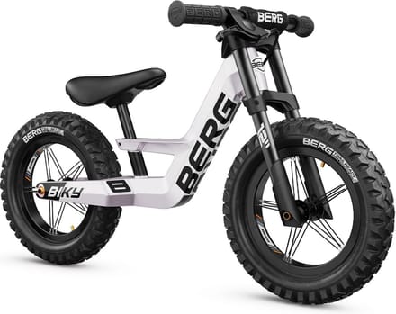 BERG Biky Cross White Loopfiets - 12 inch - Lichtgewicht Magnesium frame - Met Handrem - Verstelbaar Zadel - 2,5+ Jaar - Wit