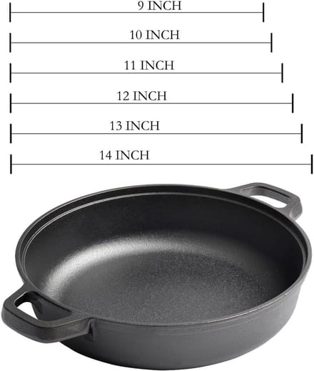 Gietijzeren Koekenpan met Handgrepen Diep 9 Inch