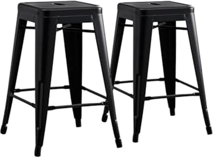 Moderne Rugloze Industriele Metalen Barkrukken 24 Inch - Set van 2